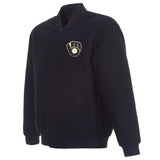 MILWAUKEE BREWERS REVERSIBLE WOOL JACKET - NAVY