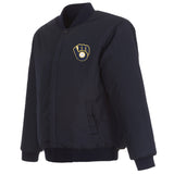 MILWAUKEE BREWERS REVERSIBLE WOOL JACKET - NAVY