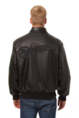 MILWAUKEE BREWERS FULL LEATHER JACKET - BLACK/BLACK