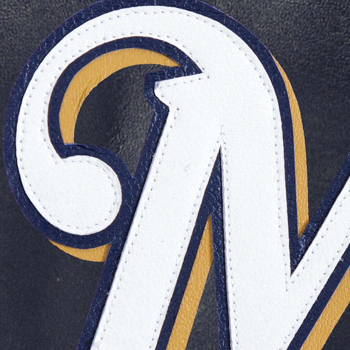 MILWAUKEE BREWERS FULL LEATHER JACKET - NAVY