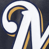 MILWAUKEE BREWERS FULL LEATHER JACKET - NAVY