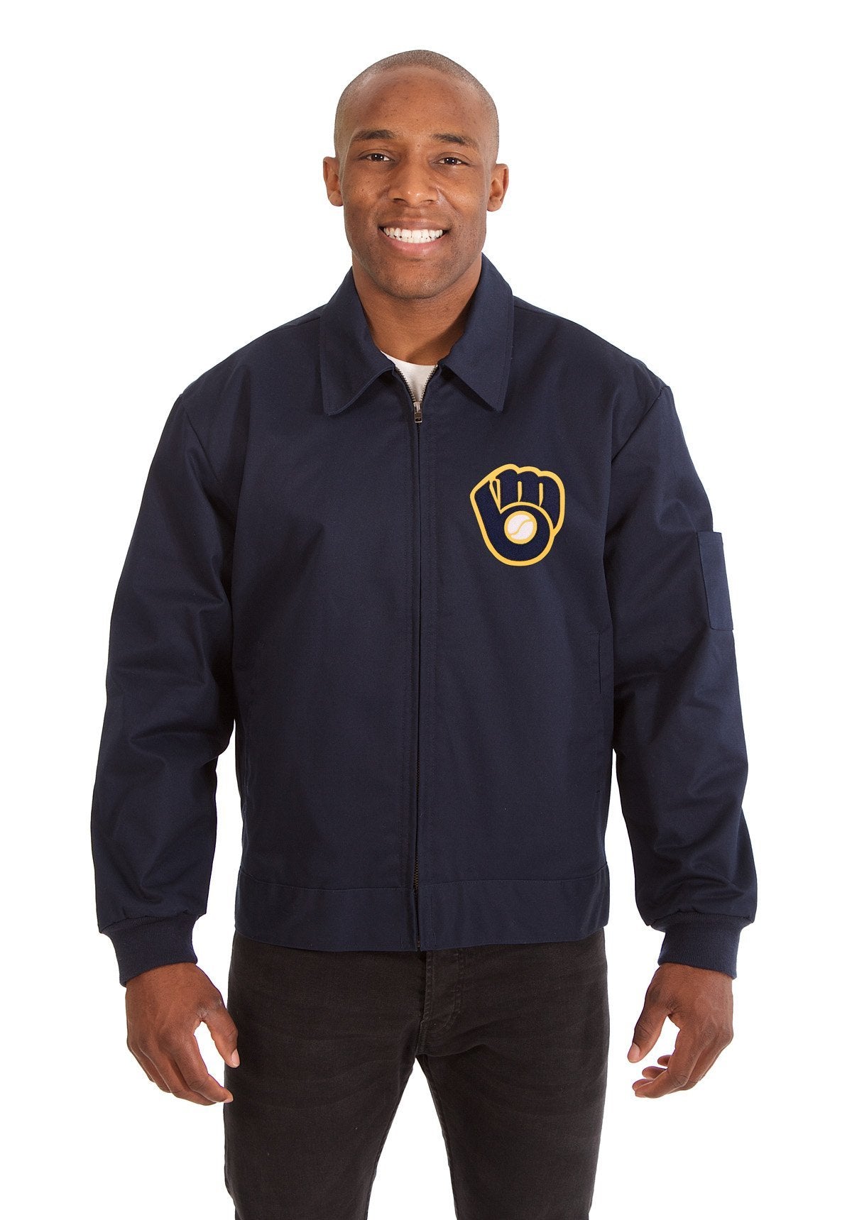 MILWAUKEE BREWERS COTTON TWILL WORKWEAR JACKET - NAVY
