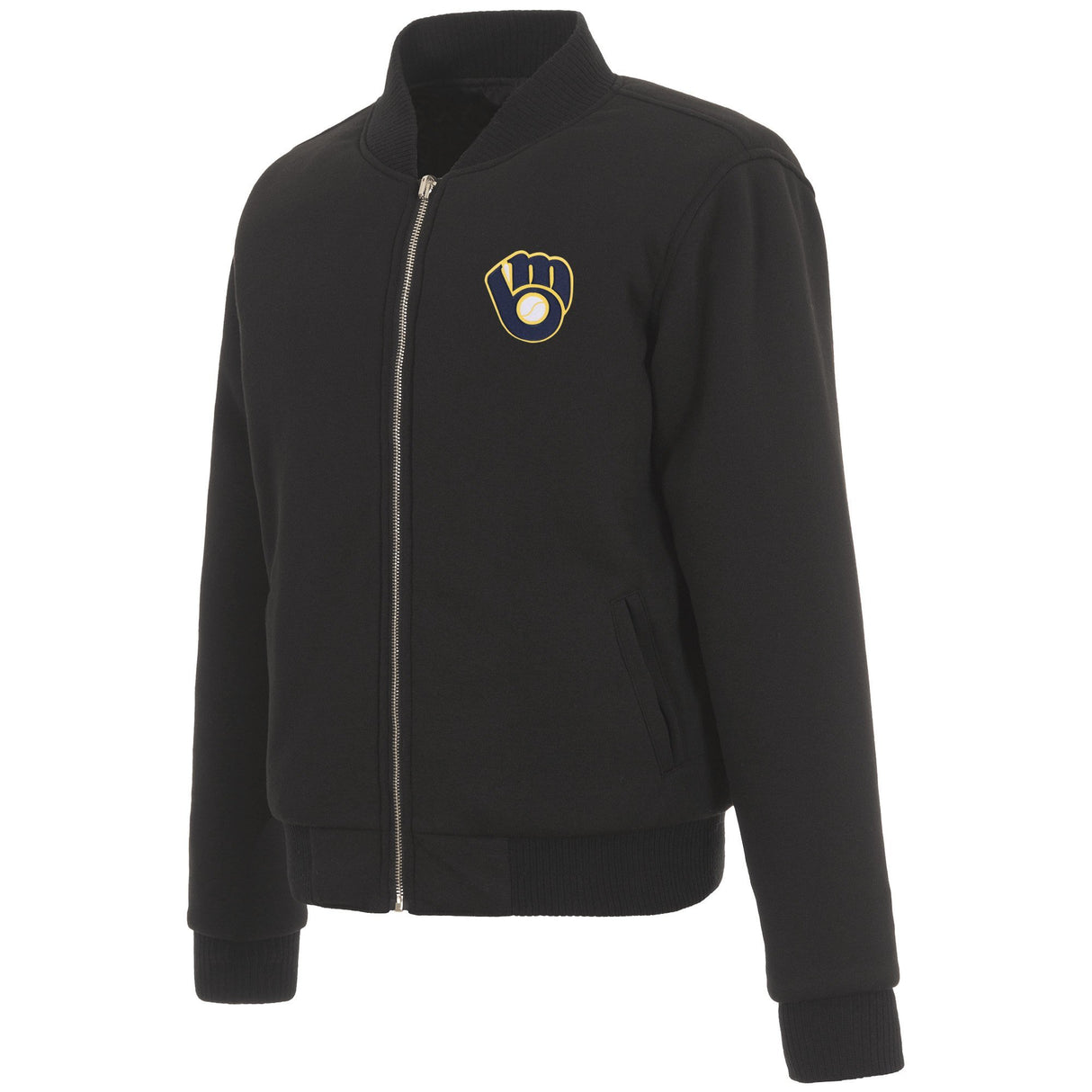 MILWAUKEE BREWERS JH DESIGN REVERSIBLE WOMEN FLEECE JACKET - BLACK