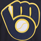 MILWAUKEE BREWERS TWO-TONE REVERSIBLE FLEECE HOODED JACKET - NAVY/GREY