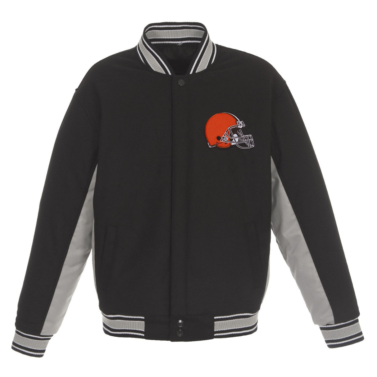 CLEVELAND BROWNS JH DESIGN WOOL REVERSIBLE FULL-SNAP JACKET – BLACK