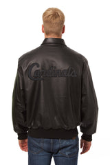 ST. LOUIS CARDINALS FULL LEATHER JACKET - BLACK/BLACK