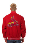 ST. LOUIS CARDINALS WOOL JACKET W/ HANDCRAFTED LEATHER LOGOS - RED