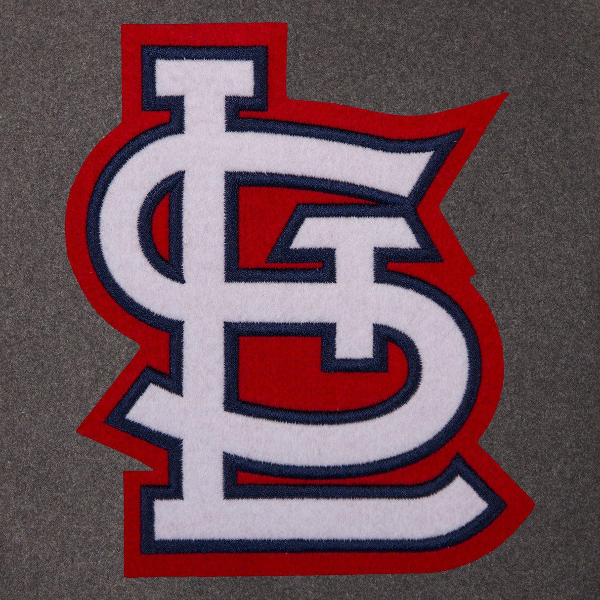ST. LOUIS CARDINALS WOOL & LEATHER REVERSIBLE JACKET W/ EMBROIDERED LOGOS - CHARCOAL/BLACK