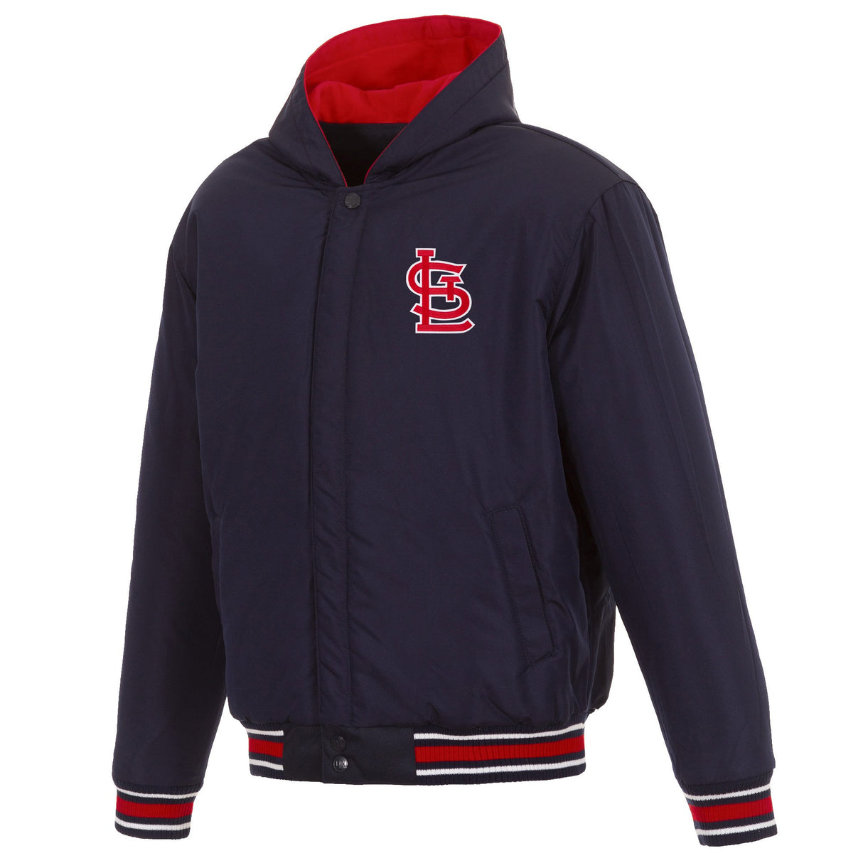 ST. LOUIS CARDINALS TWO-TONE REVERSIBLE FLEECE HOODED JACKET - NAVY/RED