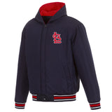 ST. LOUIS CARDINALS TWO-TONE REVERSIBLE FLEECE HOODED JACKET - NAVY/RED