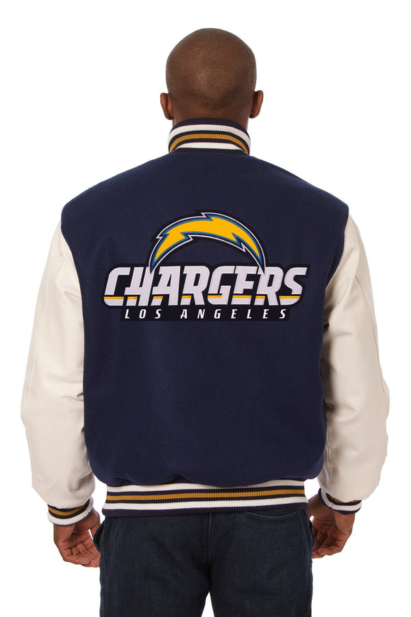Los Angeles Chargers Embroidered Wool and Leather Jacket