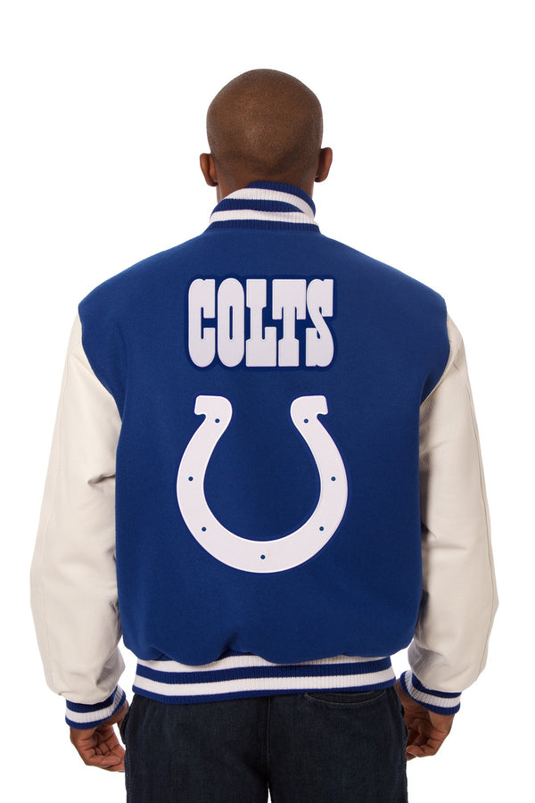 INDIANAPOLIS COLTS TWO-TONE WOOL AND LEATHER JACKET - ROYAL/WHITE