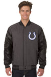 Indianapolis Colts Reversible Wool and Leather Jacket (Front and Back Logos)