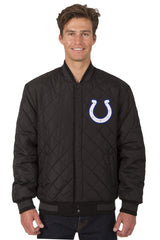 Indianapolis Colts Reversible Wool and Leather Jacket (Front and Back Logos)