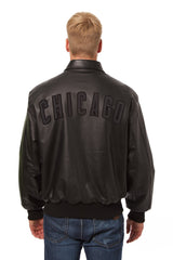 CHICAGO CUBS FULL LEATHER JACKET - BLACK/BLACK