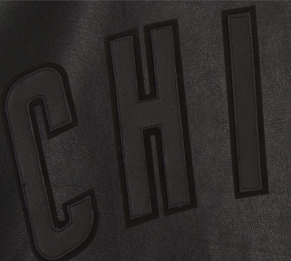 CHICAGO CUBS FULL LEATHER JACKET - BLACK/BLACK