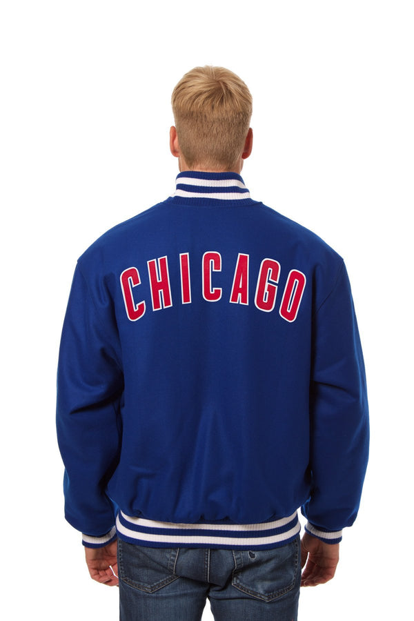 CHICAGO CUBS WOOL JACKET W/ HANDCRAFTED LEATHER LOGOS - ROYAL
