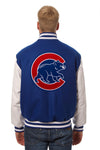 CHICAGO CUBS TWO-TONE WOOL AND LEATHER JACKET - ROYAL