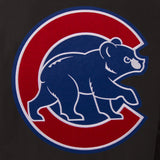 CHICAGO CUBS WOOL & LEATHER REVERSIBLE JACKET W/ EMBROIDERED LOGOS - BLACK