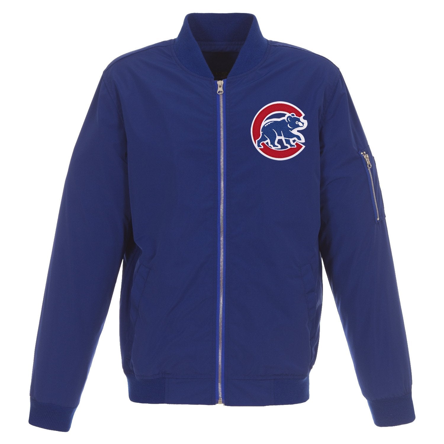 CHICAGO CUBS JH DESIGN LIGHTWEIGHT NYLON BOMBER JACKET – ROYAL