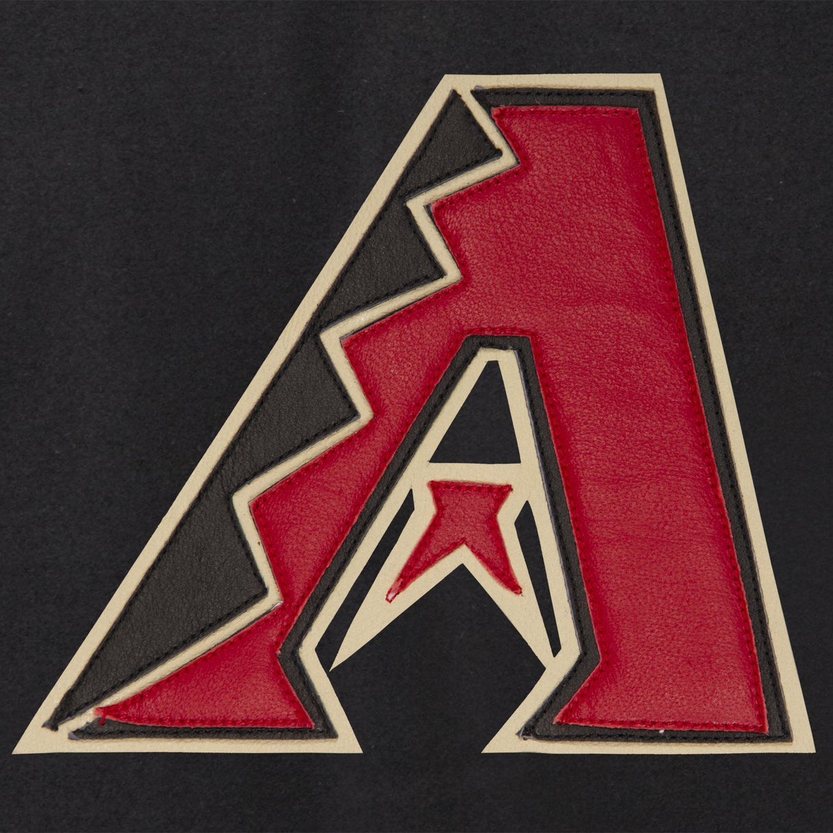 ARIZONA DIAMONDBACKS TWO-TONE WOOL JACKET W/ HANDCRAFTED LEATHER LOGOS - BLACK/RED