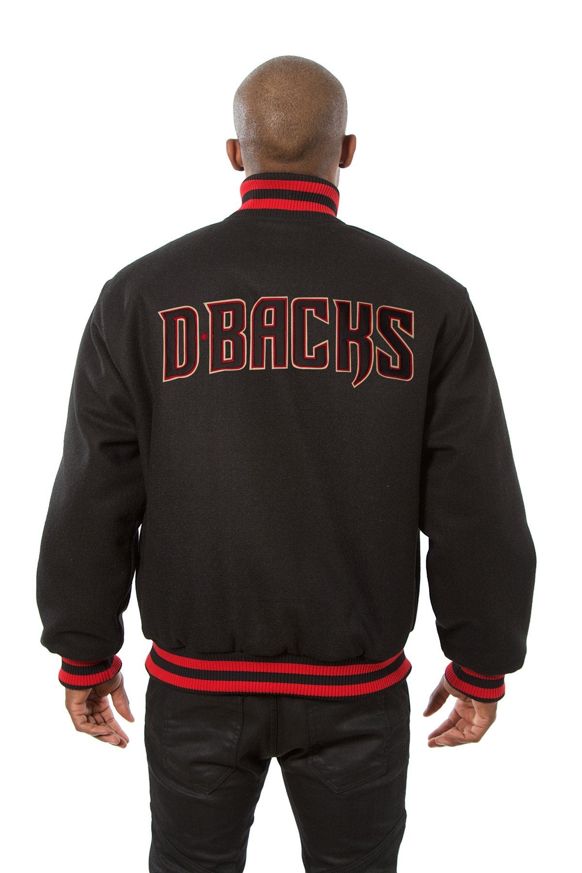 ARIZONA DIAMONDBACKS WOOL JACKET W/ HANDCRAFTED LEATHER LOGOS - BLACK