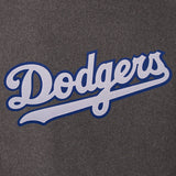 LOS ANGELES DODGERS WOOL & LEATHER REVERSIBLE JACKET W/ EMBROIDERED LOGOS - CHARCOAL/BLACK