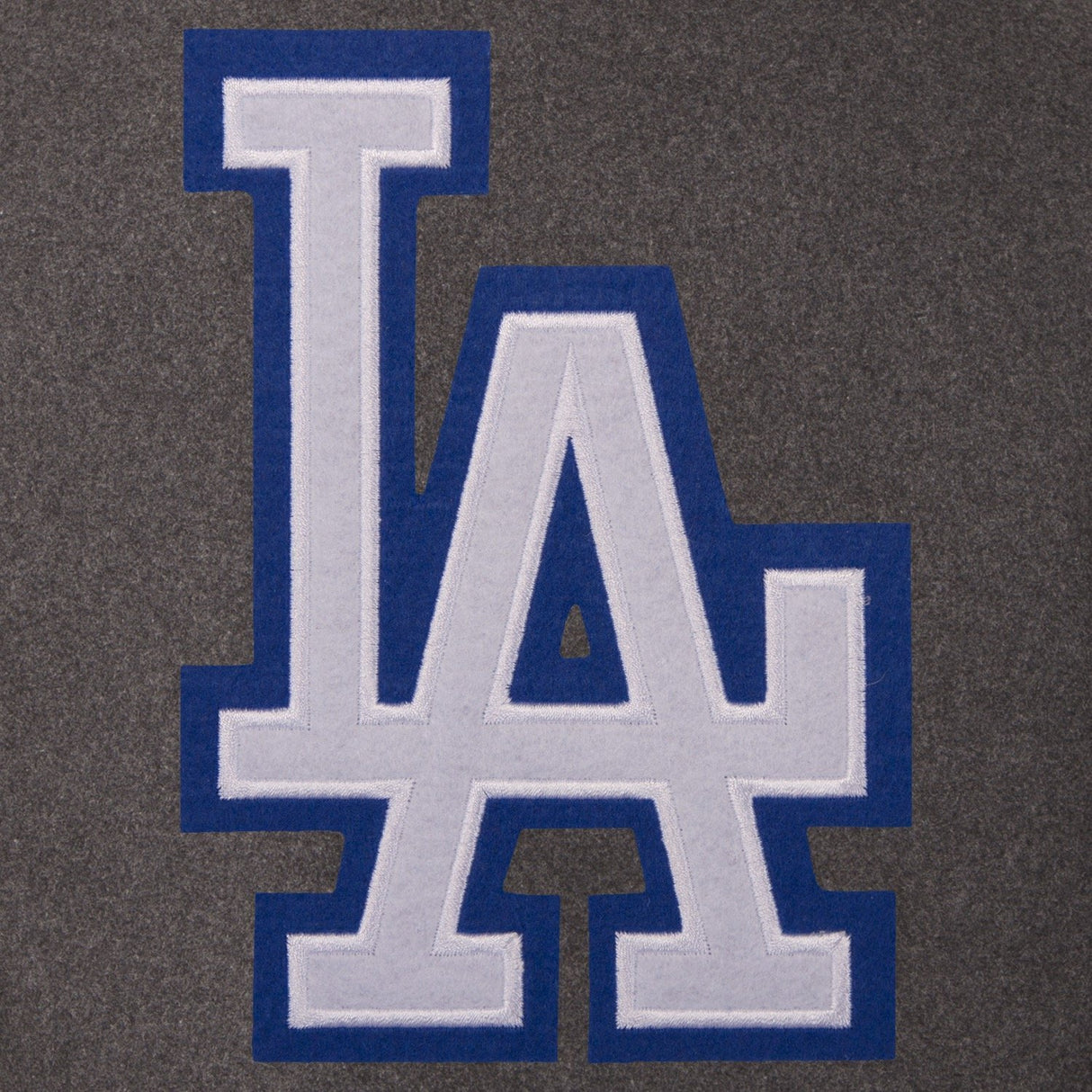 LOS ANGELES DODGERS WOOL & LEATHER REVERSIBLE JACKET W/ EMBROIDERED LOGOS - CHARCOAL/BLACK
