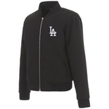LOS ANGELES DODGERS JH DESIGN REVERSIBLE WOMEN FLEECE JACKET - BLACK