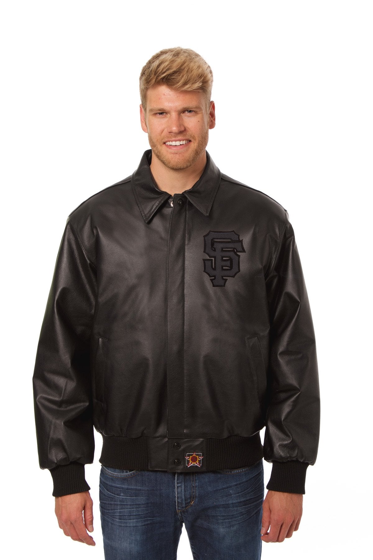 SAN FRANCISCO GIANTS FULL LEATHER JACKET - BLACK/BLACK