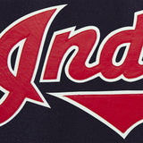 CLEVELAND GUARDIANS TWO-TONE WOOL JACKET W/ HANDCRAFTED LEATHER LOGOS - NAVY/RED