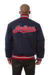 CLEVELAND GUARDIANS WOOL JACKET W/ HANDCRAFTED LEATHER LOGOS - NAVY