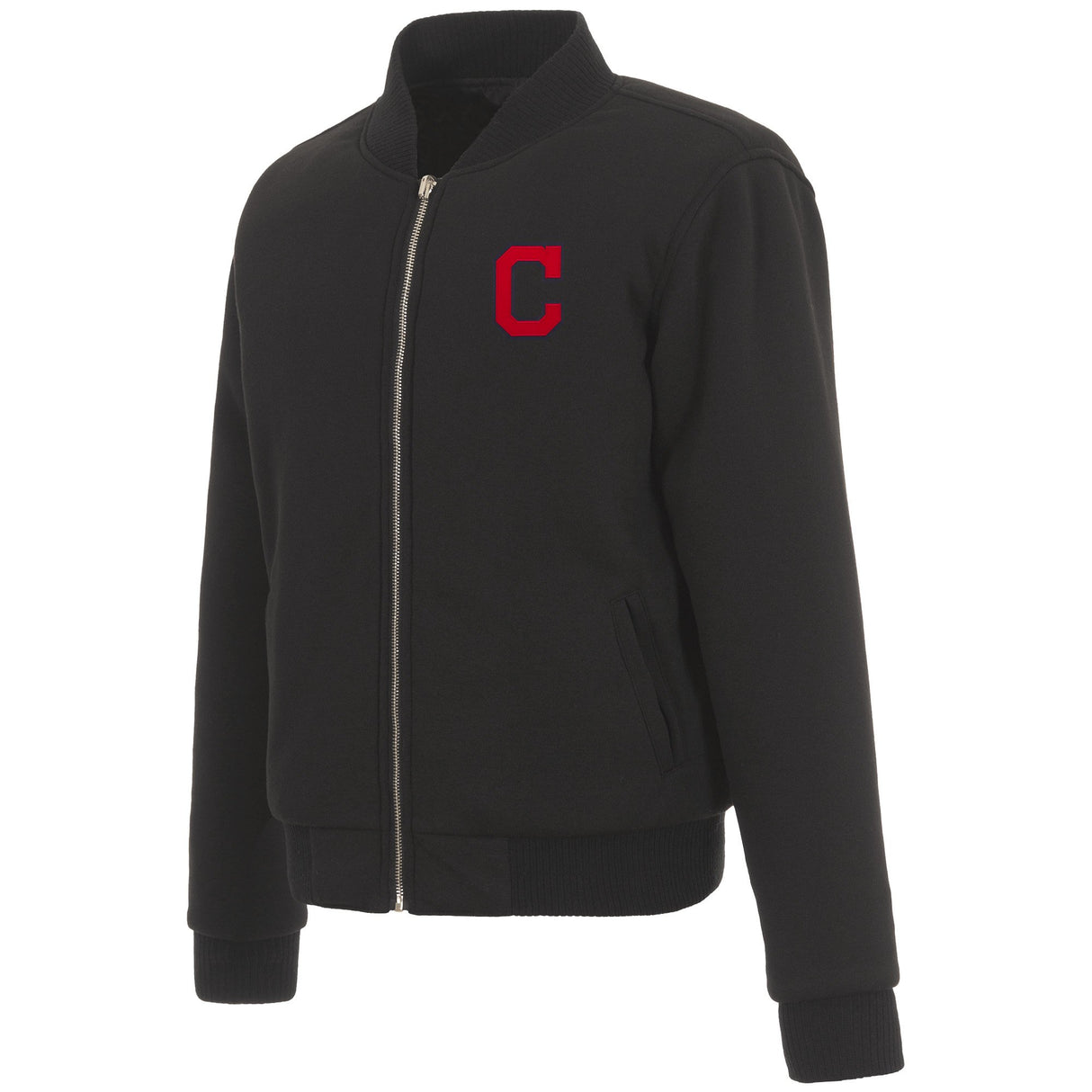 CLEVELAND GUARDIANS JH DESIGN REVERSIBLE WOMEN FLEECE JACKET - BLACK