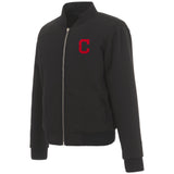 CLEVELAND GUARDIANS JH DESIGN REVERSIBLE WOMEN FLEECE JACKET - BLACK