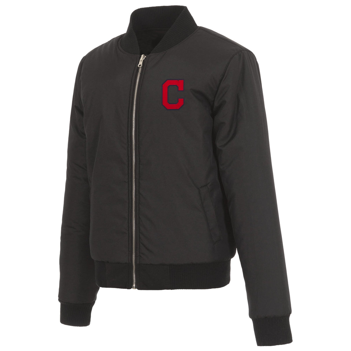 CLEVELAND GUARDIANS JH DESIGN REVERSIBLE WOMEN FLEECE JACKET - BLACK