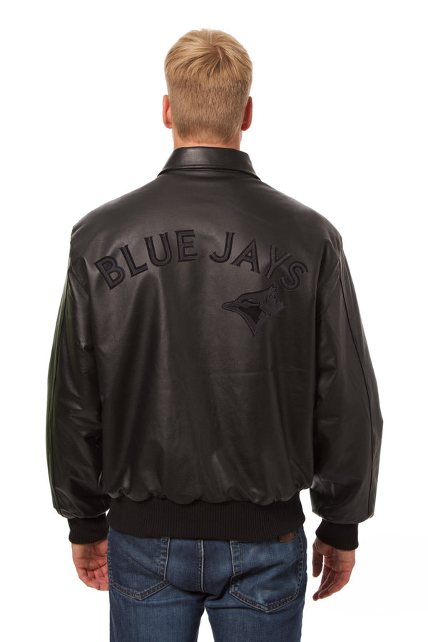TORONTO BLUE JAYS FULL LEATHER JACKET - BLACK/BLACK