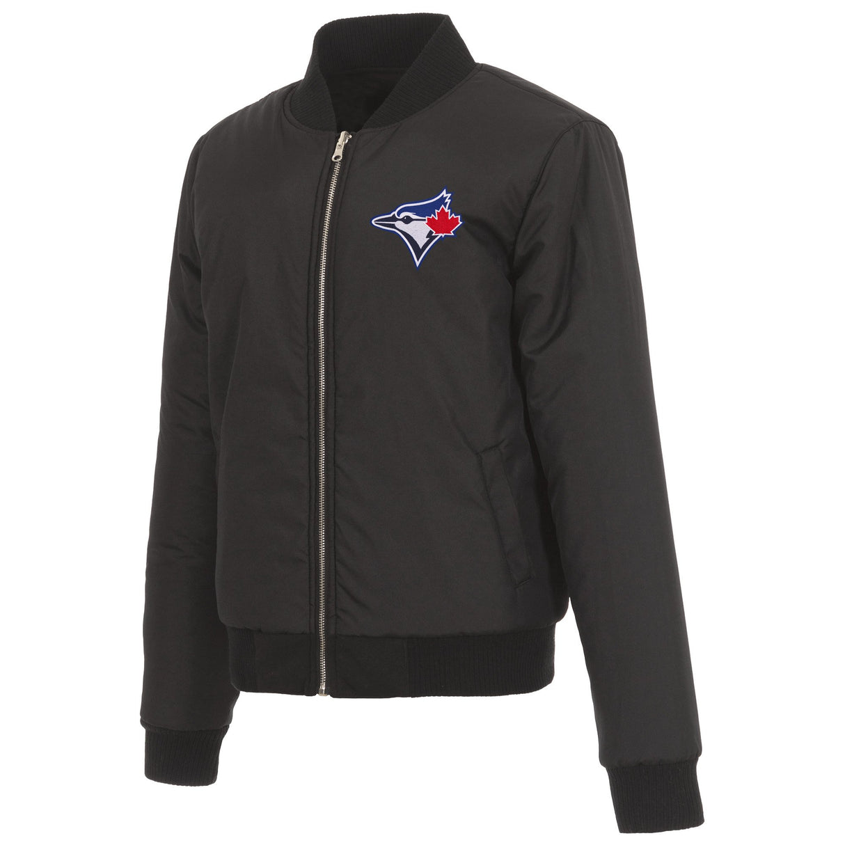 TORONTO BLUE JAYS JH DESIGN REVERSIBLE WOMEN FLEECE JACKET - BLACK