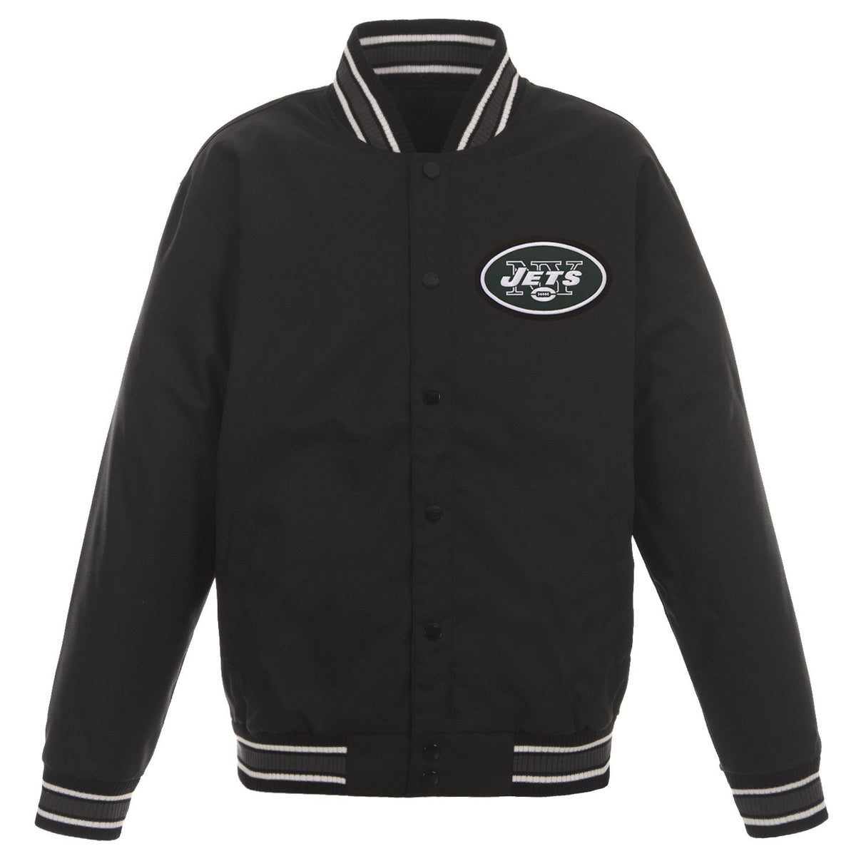 NEW YORK JETS POLY TWILL VARSITY JACKET - BLACK