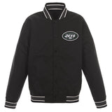 NEW YORK JETS POLY TWILL VARSITY JACKET - BLACK