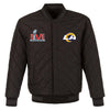 Los Angeles Rams Super Bowl LVI Champions Reversible Wool and Leather Full-Snap Jacket - Black