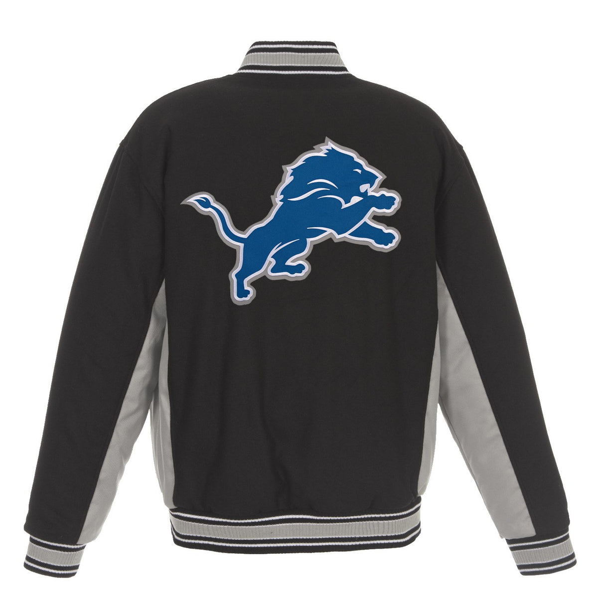 DETROIT LIONS JH DESIGN WOOL REVERSIBLE FULL-SNAP JACKET – BLACK