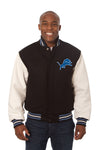 DETROIT LIONS TWO-TONE WOOL AND LEATHER JACKET - BLACK/WHITE