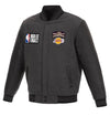 LOS ANGELES LAKERS JH DESIGN 17-TIME NBA FINALS CHAMPIONS REVERSIBLE FULL-SNAP WOOL LEATHER JACKET - CHARCOAL
