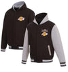 LOS ANGELES LAKERS JH DESIGN 2020 NBA FINALS CHAMPIONS REVERSIBLE POLY-TWILL FLEECE FULL-SNAP HOODED JACKET - CHARCOAL