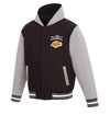 LOS ANGELES LAKERS JH DESIGN 2020 NBA FINALS CHAMPIONS REVERSIBLE POLY-TWILL FLEECE FULL-SNAP HOODED JACKET - CHARCOAL