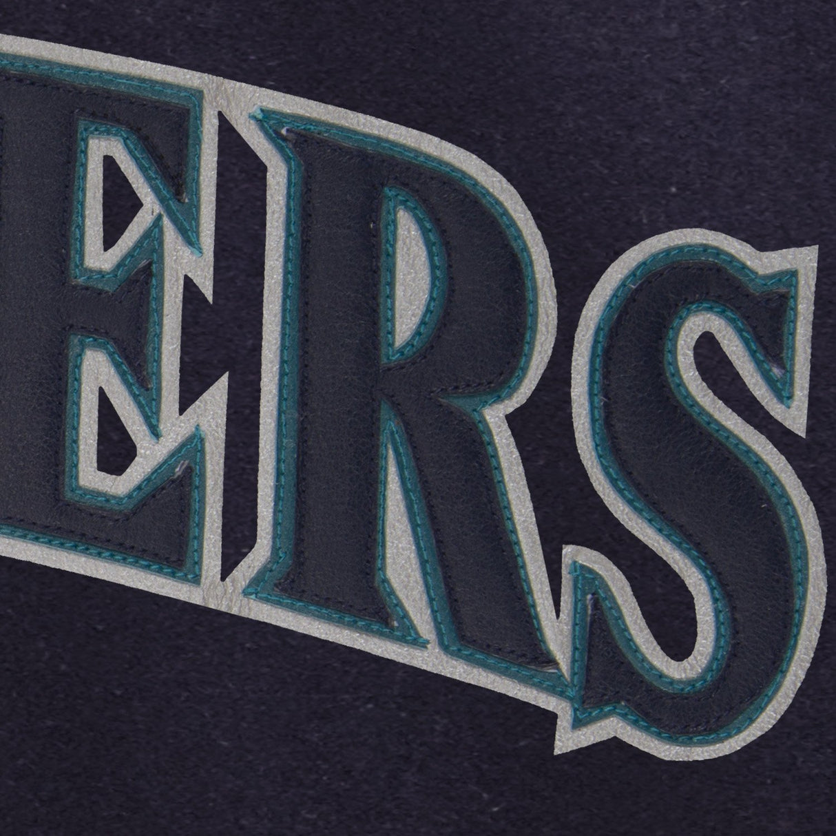 SEATTLE MARINERS WOOL JACKET W/ HANDCRAFTED LEATHER LOGOS - NAVY