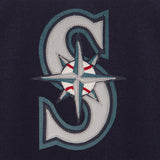 SEATTLE MARINERS WOOL JACKET W/ HANDCRAFTED LEATHER LOGOS - NAVY
