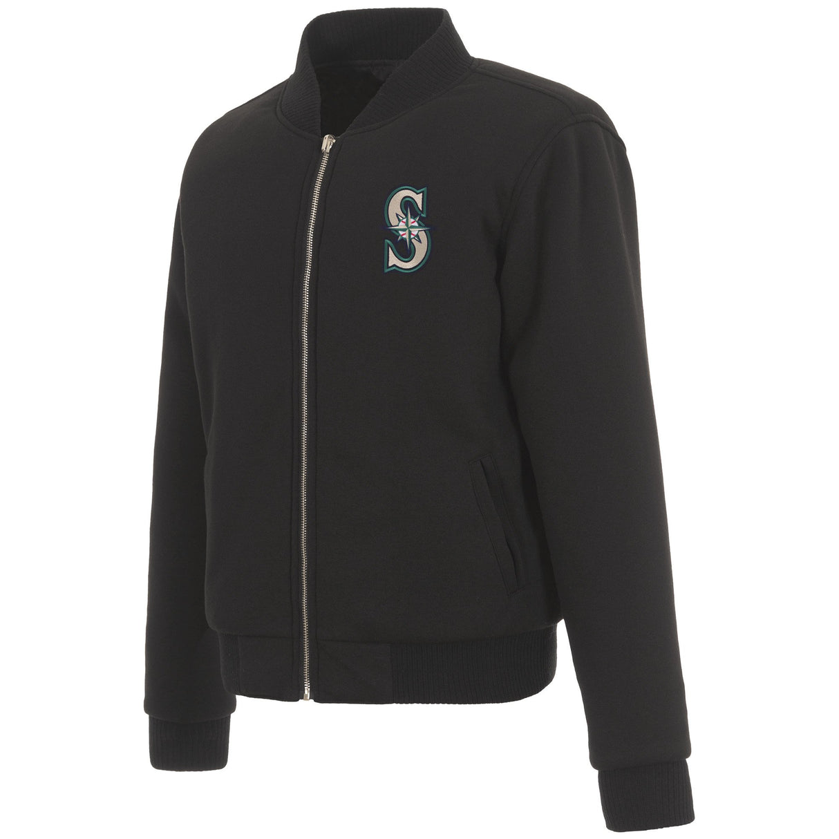 SEATTLE MARINERS JH DESIGN REVERSIBLE WOMEN FLEECE JACKET - BLACK