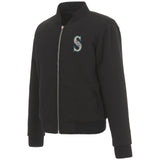 SEATTLE MARINERS JH DESIGN REVERSIBLE WOMEN FLEECE JACKET - BLACK