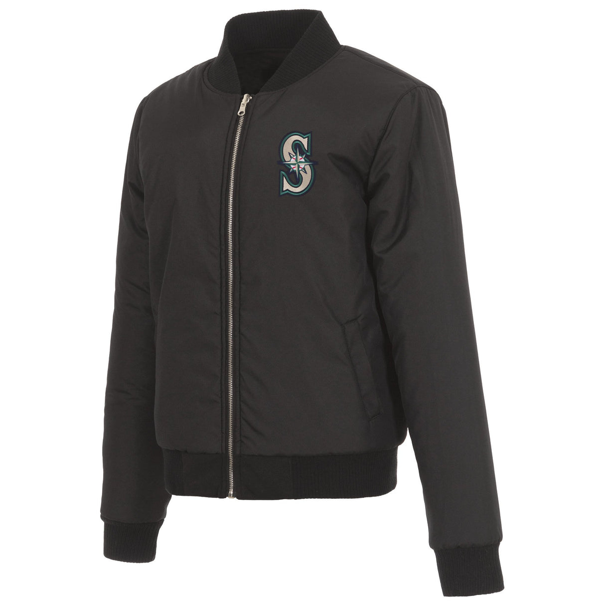 SEATTLE MARINERS JH DESIGN REVERSIBLE WOMEN FLEECE JACKET - BLACK